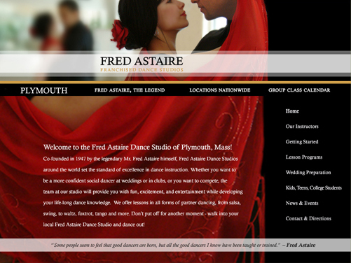 Fred Astaire Dance Studios, website design