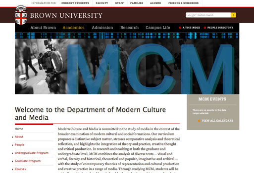 Brown University, website banner