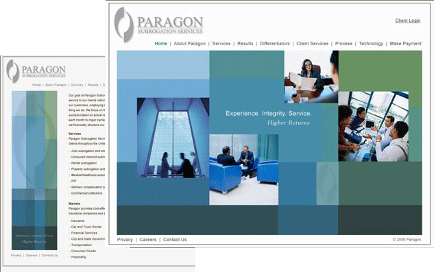Paragon Subrogation, website design