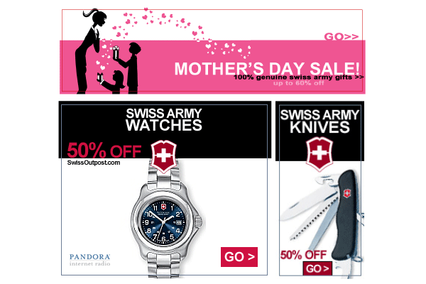 swissoutpost.com, website banners and newsletters